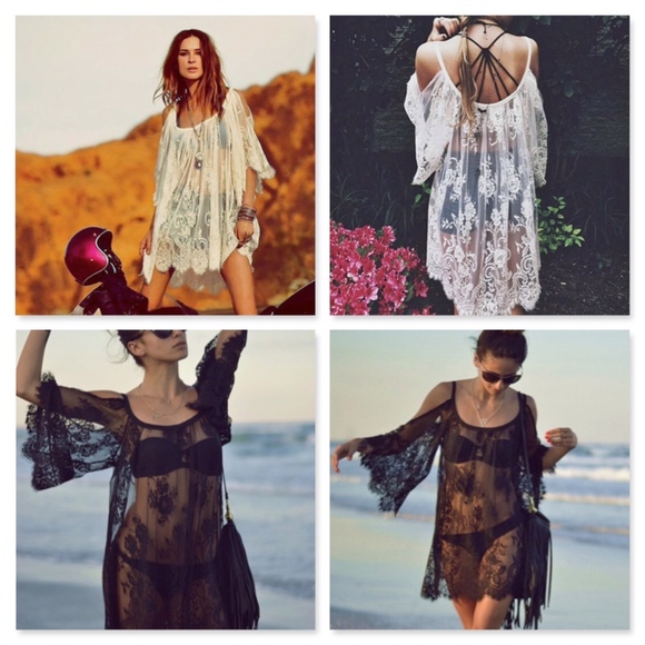 Rouge! Dresses & Skirts - New! Cold Shoulder Boho Lace Cover-Up Dress